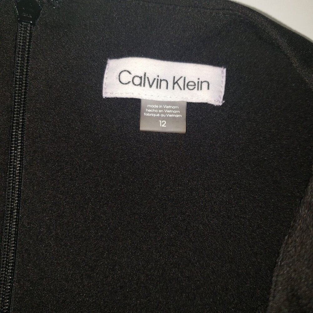 Calvin Klein Dress Women Size 12 Black LBD Draped Cutout Sleeveless Knee Length - Picture 3 of 16